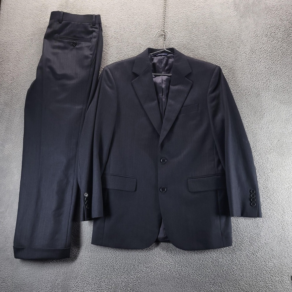 Brooks Brothers Suit Mens 36S 30x27 Gray 1818 Madison Saxxon Wool Herringbone 2P
